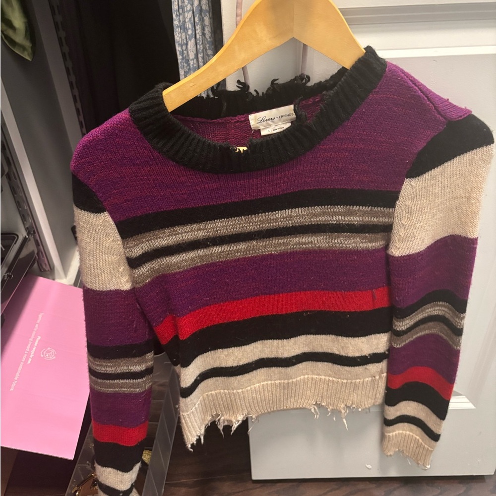 Lovers + Friends Women's Purple Stripe Sweater